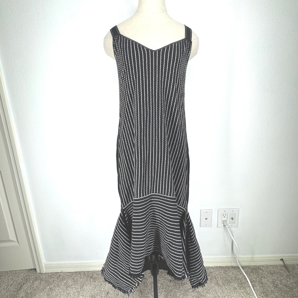 Derek Lam 10 Crosby Striped Knit Midi Dress Asymmetrical 8 Artsy‎ Mod Textured